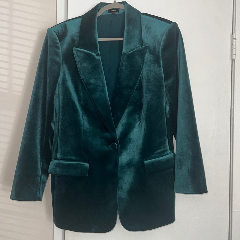 Elegant Teal Velvet Blazer